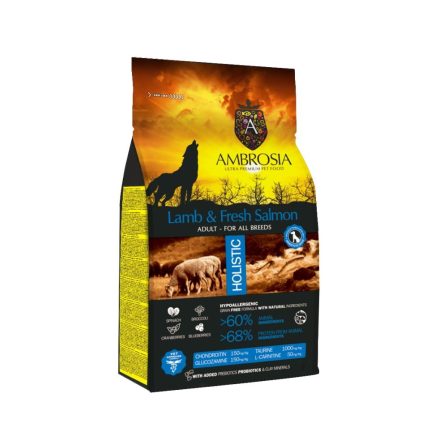 Ambrosia Grain Free Adult Lamb & Fresh Salmon 12kg + Λιχουδιά Celebrate Grain Free 160gr ΔΩΡΟ